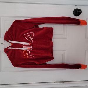 FILA orange and fuschia crop hoodie XS